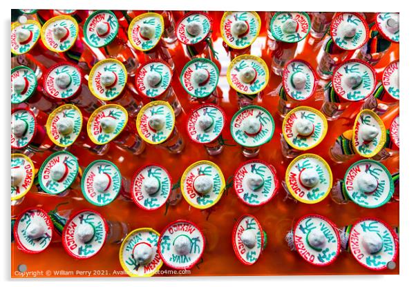 Colorful Mexican Souvenir Hats Shot Glasses Mexico City Mexico Acrylic by William Perry
