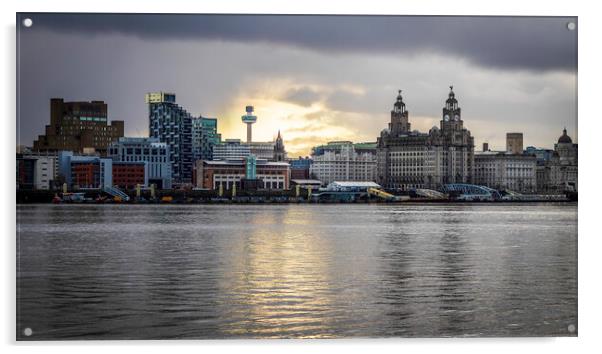 Liverpool Waterfront: A Frosty Dawn's Revelation Acrylic by Kevin Elias