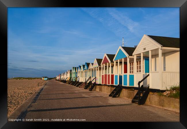 Colourful Beach Huts at Southwold Framed Print by Sarah Smith