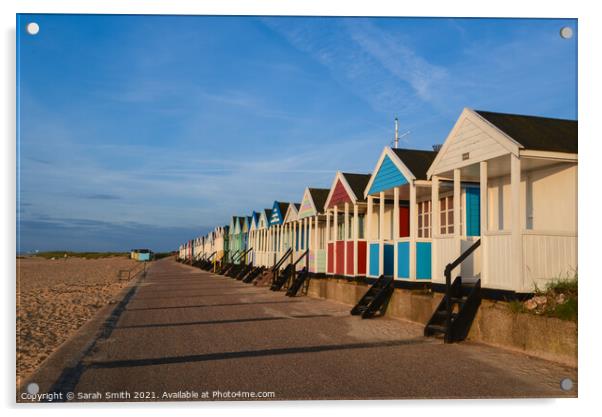 Colourful Beach Huts at Southwold Acrylic by Sarah Smith