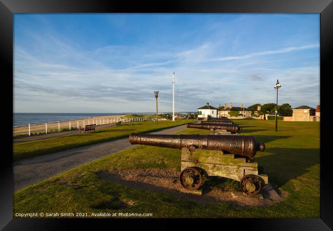The Row of Cannons at Gun Hill, Southwold Framed Print by Sarah Smith