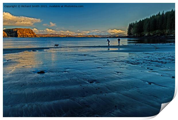 Blue reflections on a wet beach. Print by Richard Smith