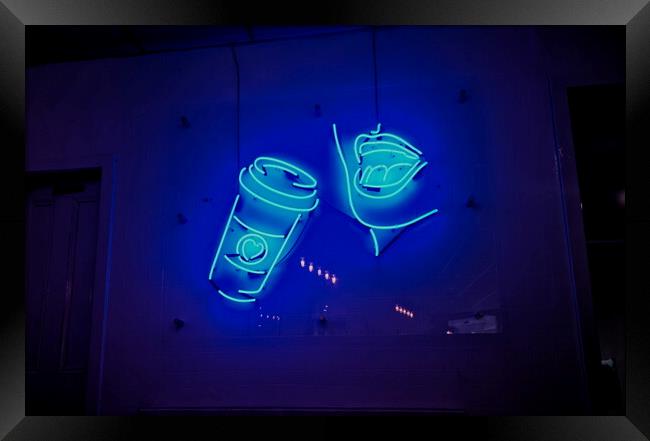 Neon Coffee Love Framed Print by Neil Hunter