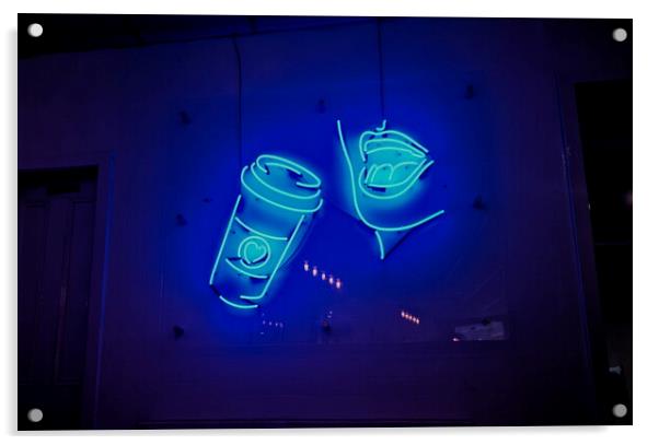 Neon Coffee Love Acrylic by Neil Hunter