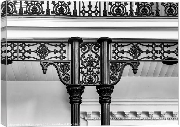 Black White Iron Decorations Garden District New Orleans Louisia Canvas Print by William Perry