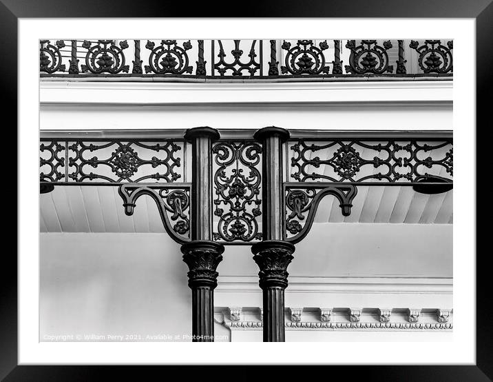 Black White Iron Decorations Garden District New Orleans Louisia Framed Mounted Print by William Perry