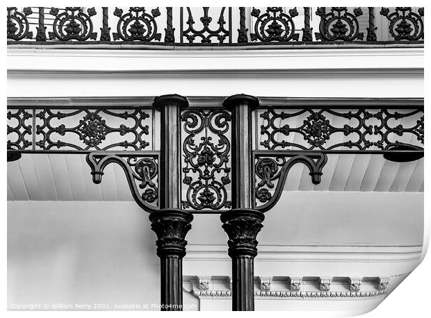 Black White Iron Decorations Garden District New Orleans Louisia Print by William Perry