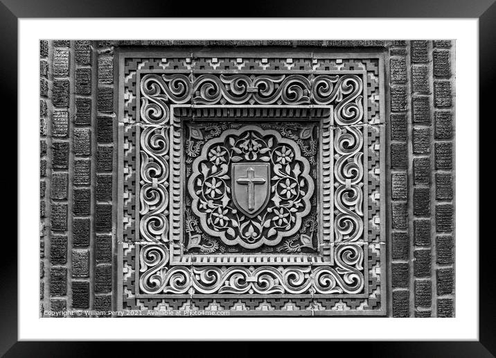 Black and White Cross Immaculate Conception Jesuit Church New Or Framed Mounted Print by William Perry