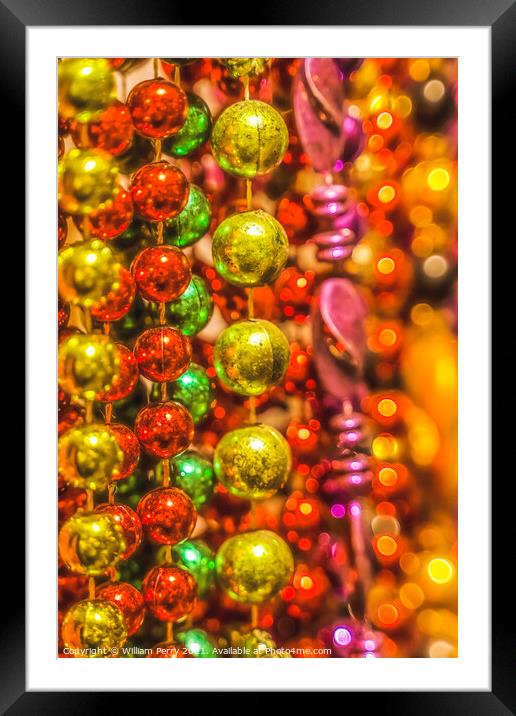 Colorful Glass Beads Mardi Gras New Orleans Louisiana Framed Mounted Print by William Perry