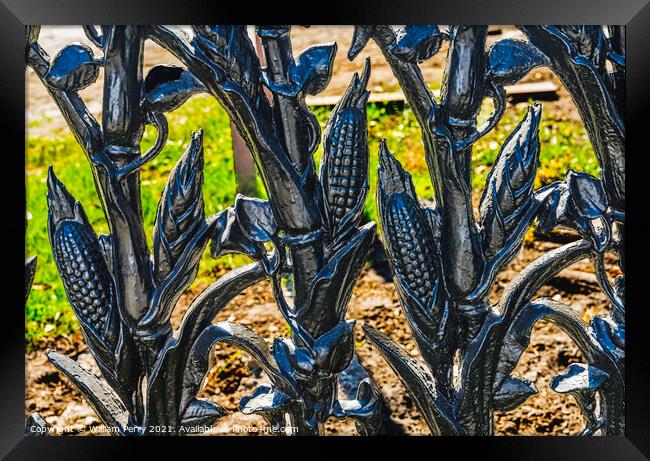 Corn Decorations Black Iron Gate Garden District New Orleans Lou Framed Print by William Perry