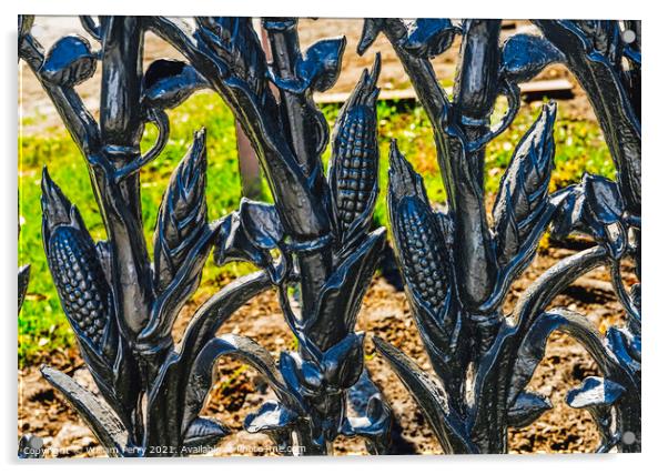 Corn Decorations Black Iron Gate Garden District New Orleans Lou Acrylic by William Perry