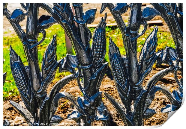 Corn Decorations Black Iron Gate Garden District New Orleans Lou Print by William Perry