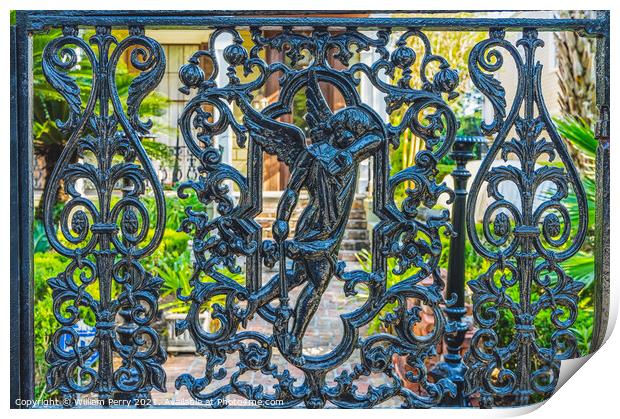 Angel Black Iron Gate Garden District New Orleans Louisiana Print by William Perry