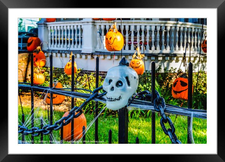 Halloween Decorations Gate Garden District New Orleans Louisiana Framed Mounted Print by William Perry
