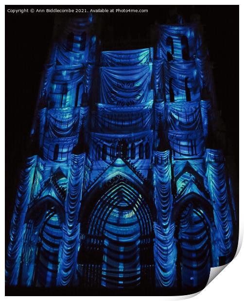 Draped in Blue  is Amiens Cathedral Print by Ann Biddlecombe