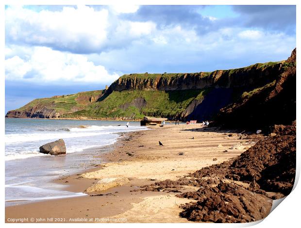 Cayton Bay in North Yorkshire. Print by john hill