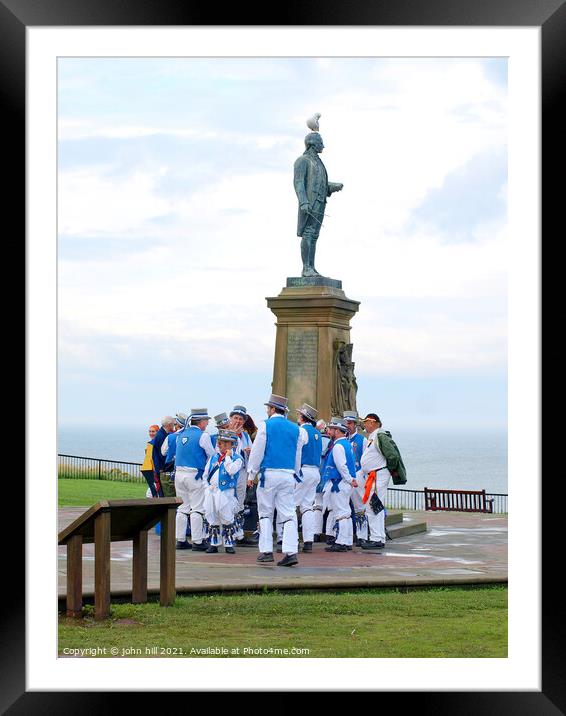 Morris dancers take a break under Thomas Cook statue Framed Mounted Print by john hill