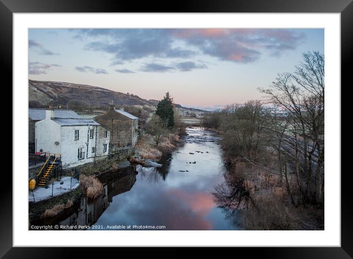 Helwith Bridge cottages Framed Mounted Print by Richard Perks