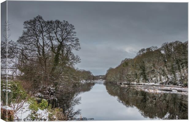 Winter Reflections in the River Tees at Wycliffe Canvas Print by Richard Laidler