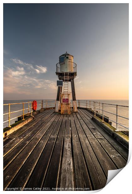 Whitby Harbour sunrise Print by James Catley