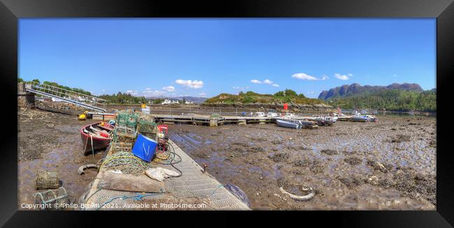 Plockton in low tide, Scotland, Panorama  Framed Print by Philip Brown
