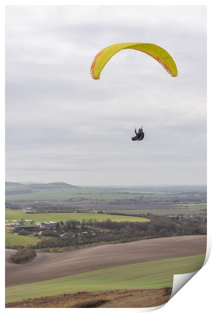 Paragliding at Dunstable Downs  Print by Graham Custance