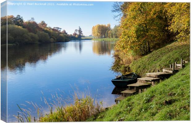 River Tweed in Autumn Scottish Borders Scotland Canvas Print by Pearl Bucknall