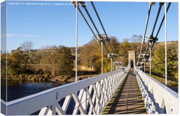 Melrose Chainbridge Across the Tweed Scotland Canvas Print by Pearl Bucknall