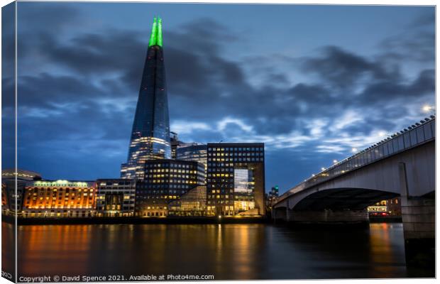 The Shard lighting up London  Canvas Print by David Spence