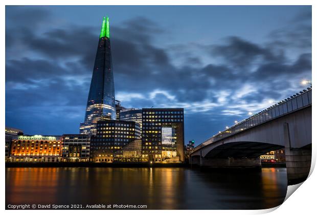 The Shard lighting up London  Print by David Spence