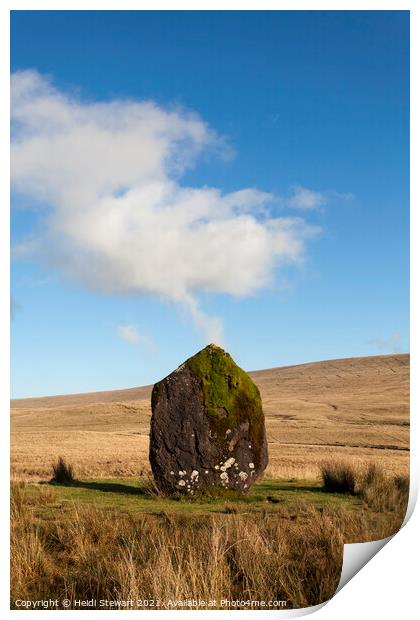 Maen Llia Standing Stone, Brecon Beacons Print by Heidi Stewart