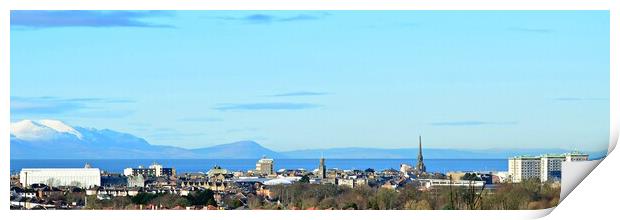 Ayr cityscape skyline, a panoramic overview Print by Allan Durward Photography