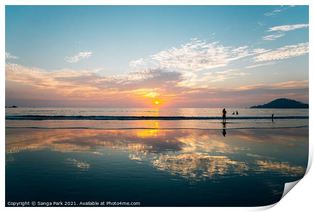 Sunset in Palolem beach Print by Sanga Park