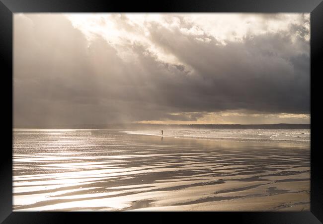 Moody sky at Saunton Beach Framed Print by Tony Twyman