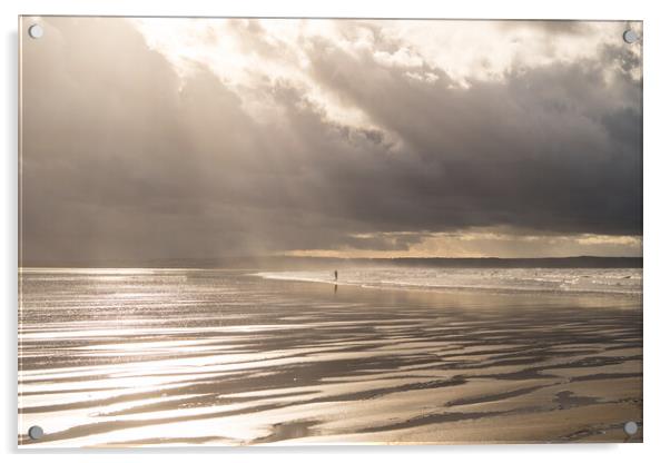 Moody sky at Saunton Beach Acrylic by Tony Twyman