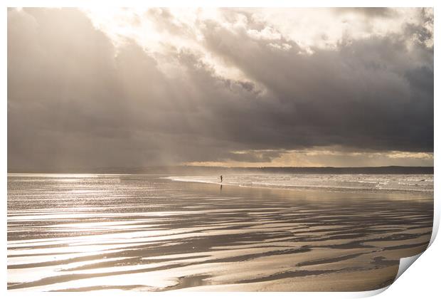 Moody sky at Saunton Beach Print by Tony Twyman
