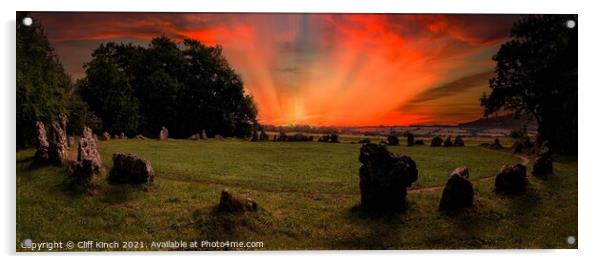 Rollright ancient stone circle  Acrylic by Cliff Kinch