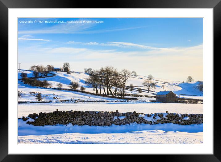 Winter Landscape in Derbyshire Peak District Framed Mounted Print by Pearl Bucknall