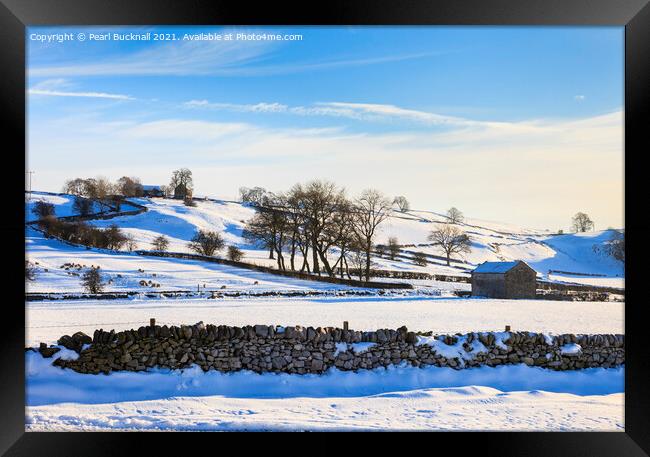 Winter Landscape in Derbyshire Peak District Framed Print by Pearl Bucknall