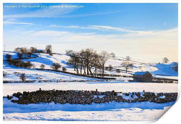 Winter Landscape in Derbyshire Print by Pearl Bucknall
