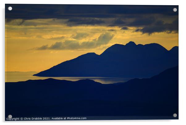 sunset from the Bealach na Ba Acrylic by Chris Drabble