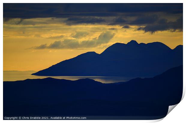 sunset from the Bealach na Ba Print by Chris Drabble
