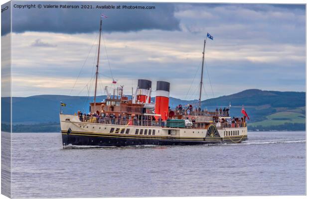 Steaming into Largs Canvas Print by Valerie Paterson