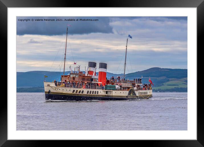 Steaming into Largs Framed Mounted Print by Valerie Paterson