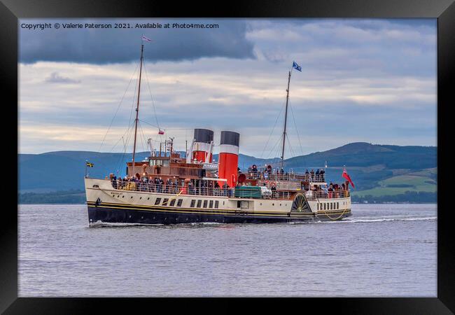 Steaming into Largs Framed Print by Valerie Paterson