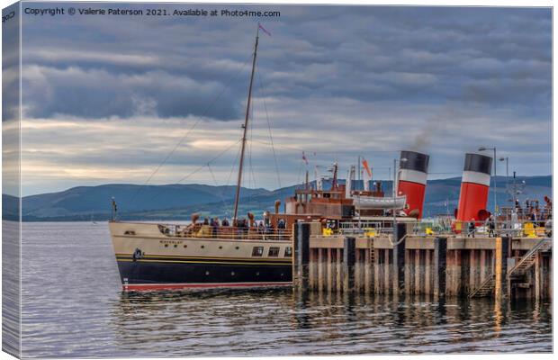 PS Waverley at Largs Pier Canvas Print by Valerie Paterson