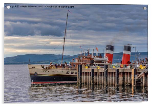 PS Waverley at Largs Pier Acrylic by Valerie Paterson