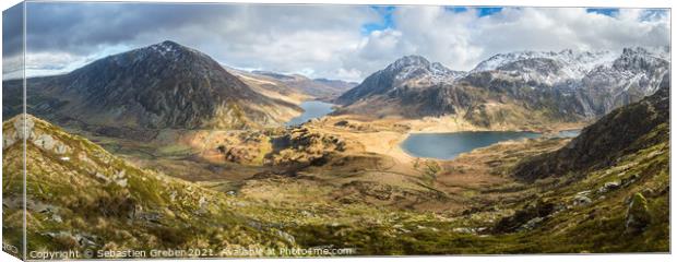 Ogwen Valley with Tryfan and Pen yr Ole Wen Canvas Print by Sebastien Greber