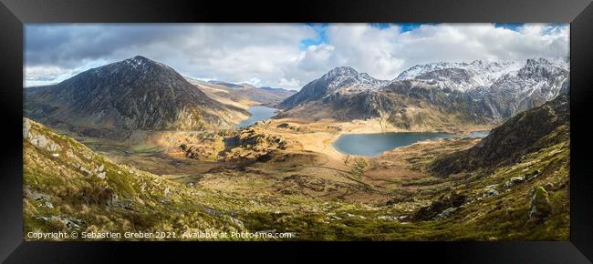 Ogwen Valley with Tryfan and Pen yr Ole Wen Framed Print by Sebastien Greber