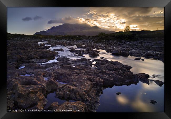 Sunset over the Cuillin Framed Print by Chris Drabble